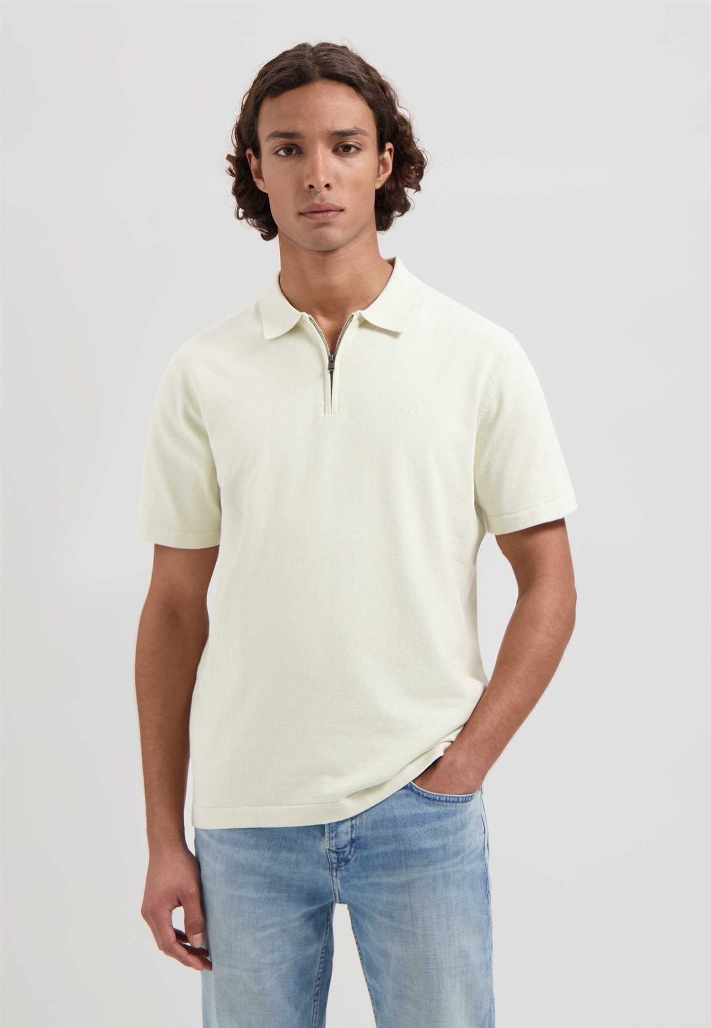 Dorian Zip Polo Silver Birch