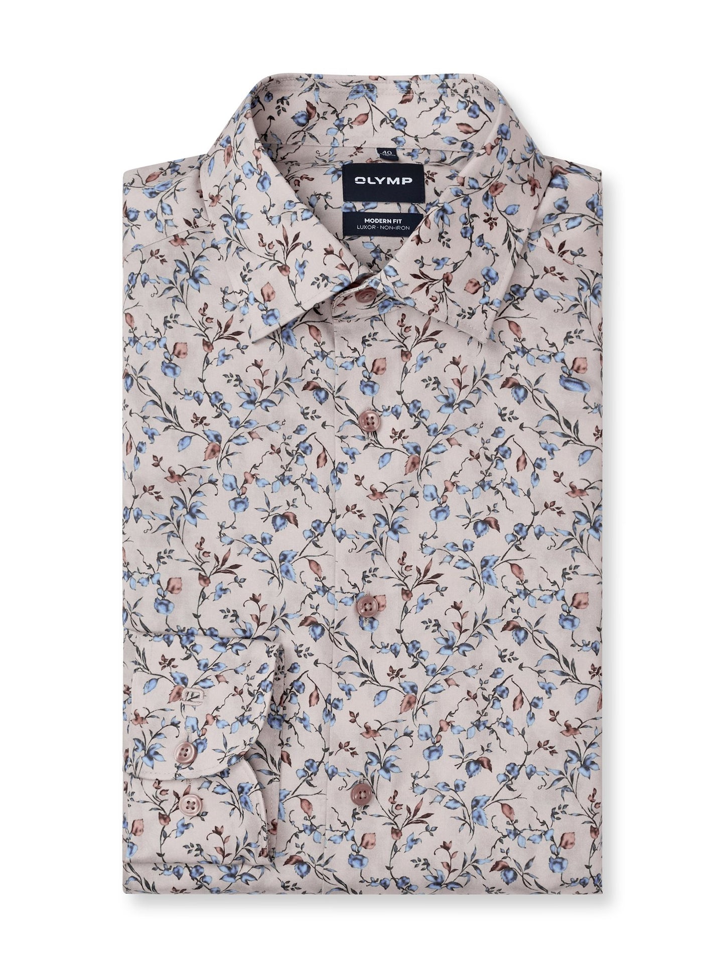 Luxor Modern Fit Beige Print