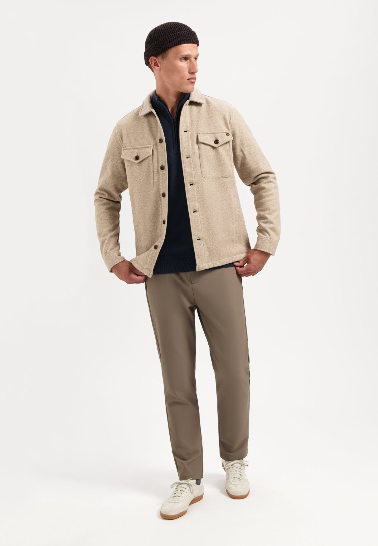 Overshirt Button Melange Khaki