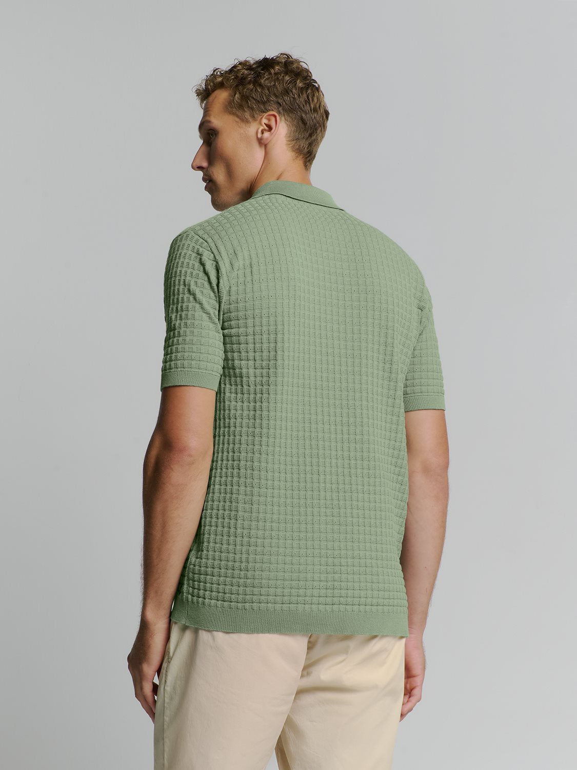 Polo V Solid Jacquard Green