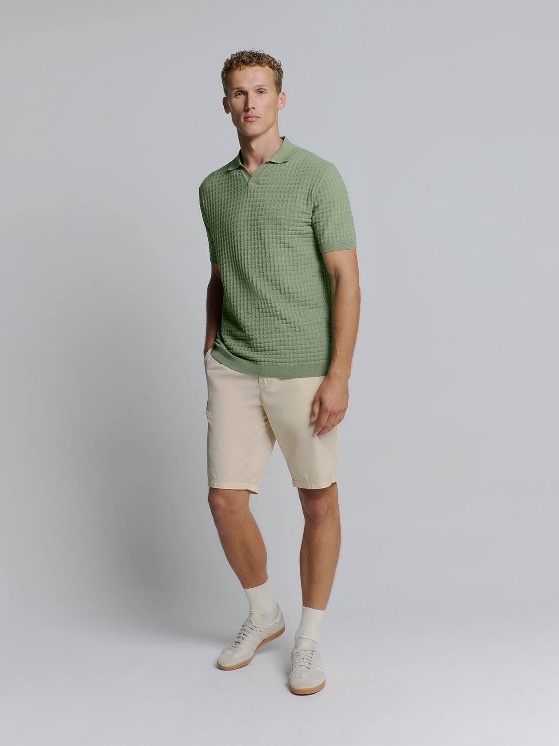 Polo V Solid Jacquard Green