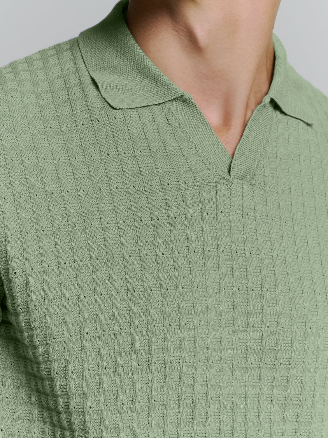 Polo V Solid Jacquard Green