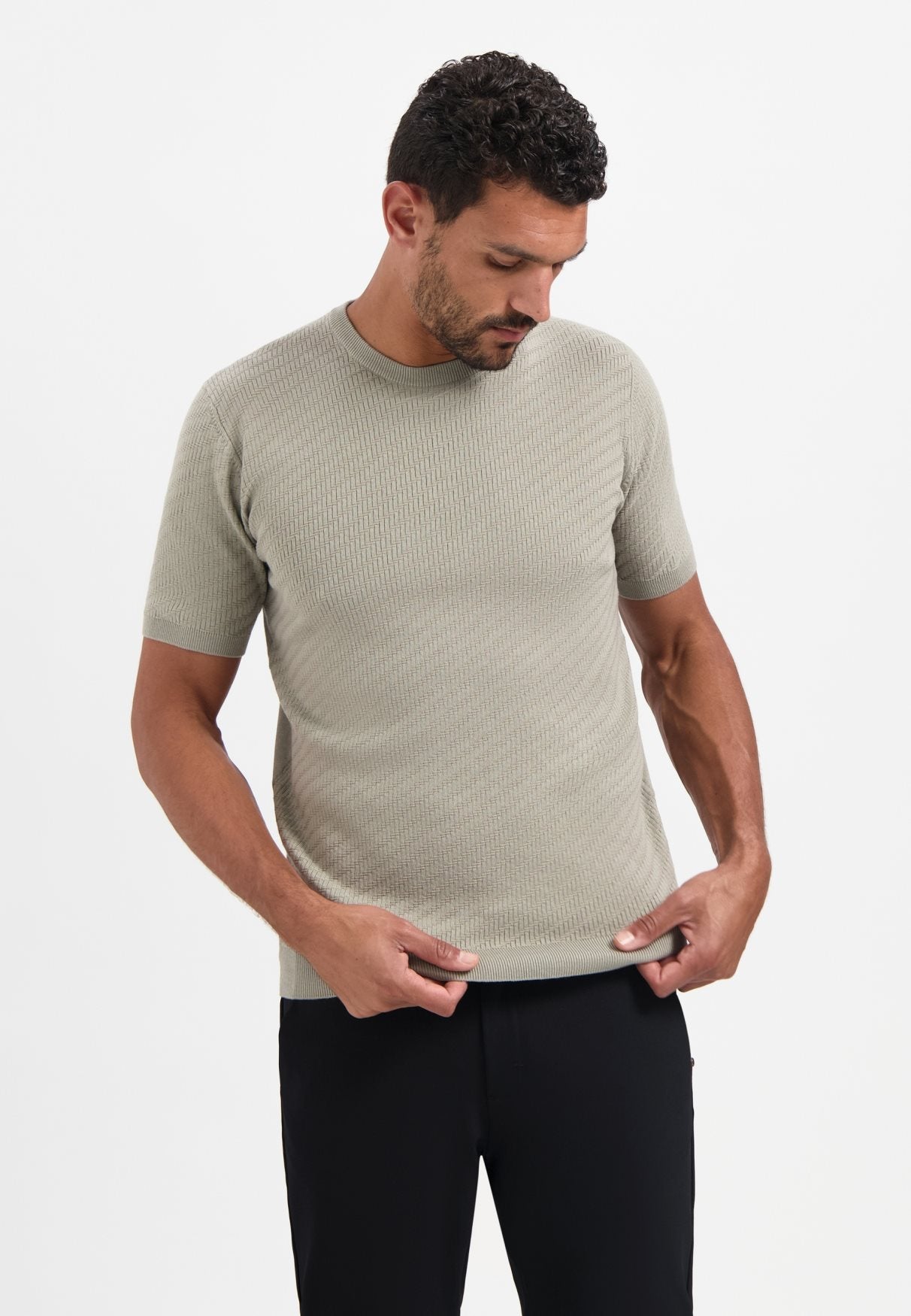 Pullover SS Jacquard Clay
