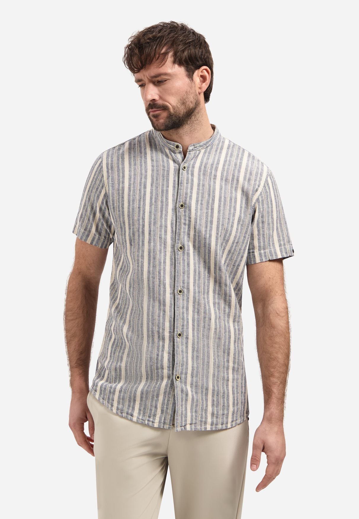 Shirt Dobby Linnen Blue