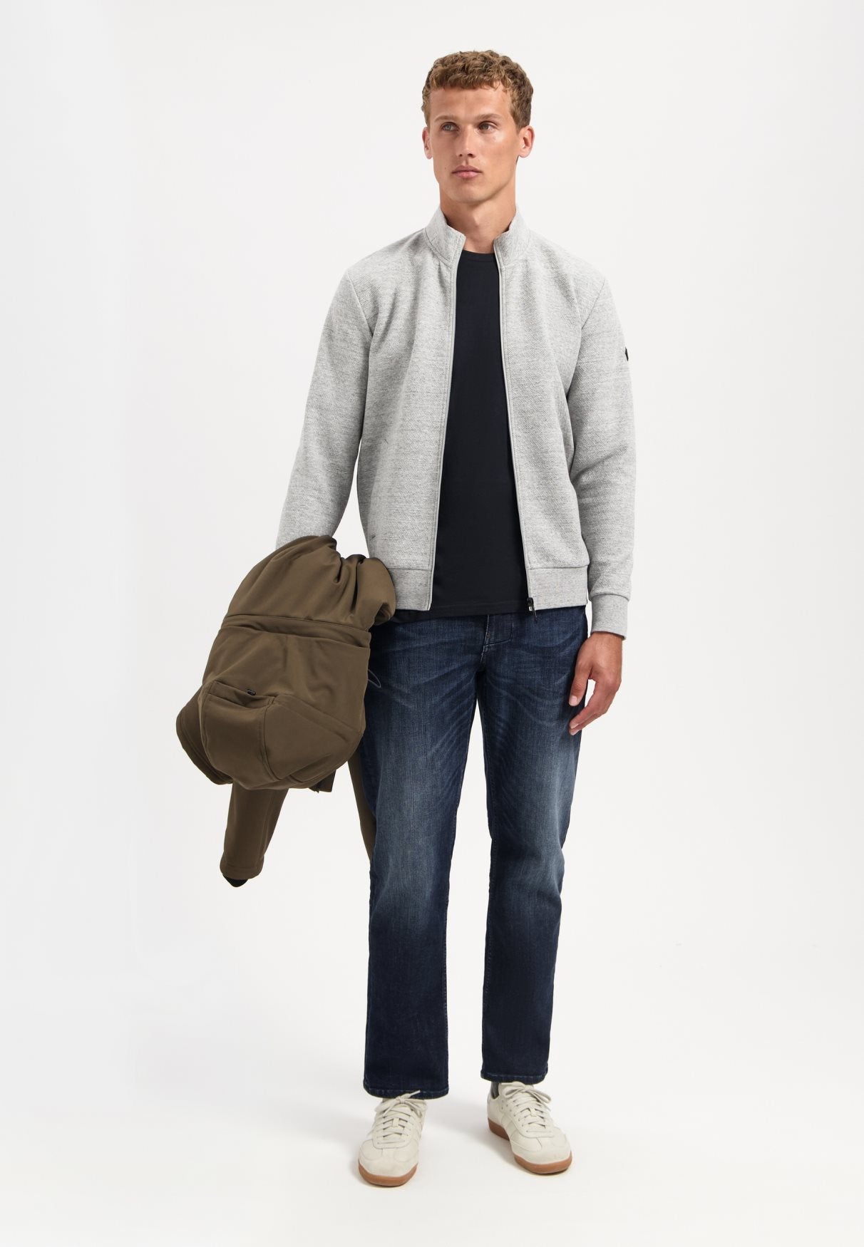 Sweater Zip Grey Melange