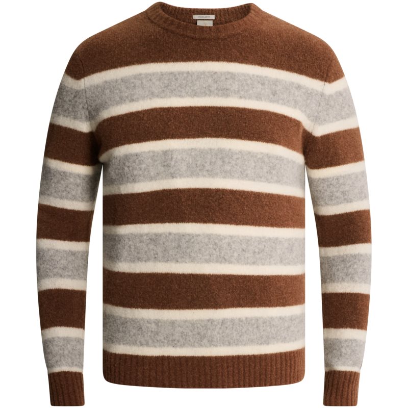 Crewneck Wool Stripe Mahogany