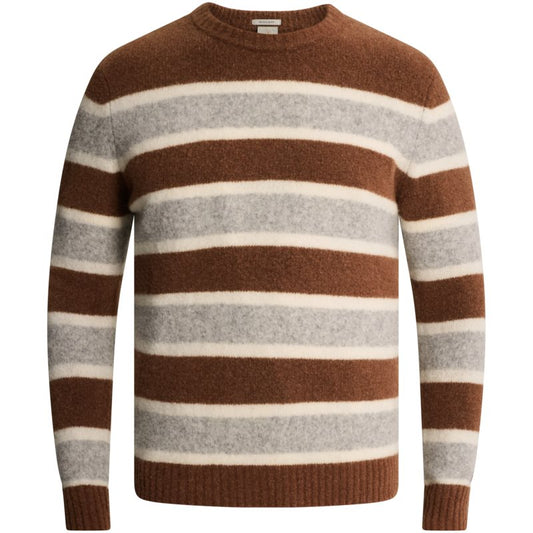 Crewneck Wool Stripe Mahogany