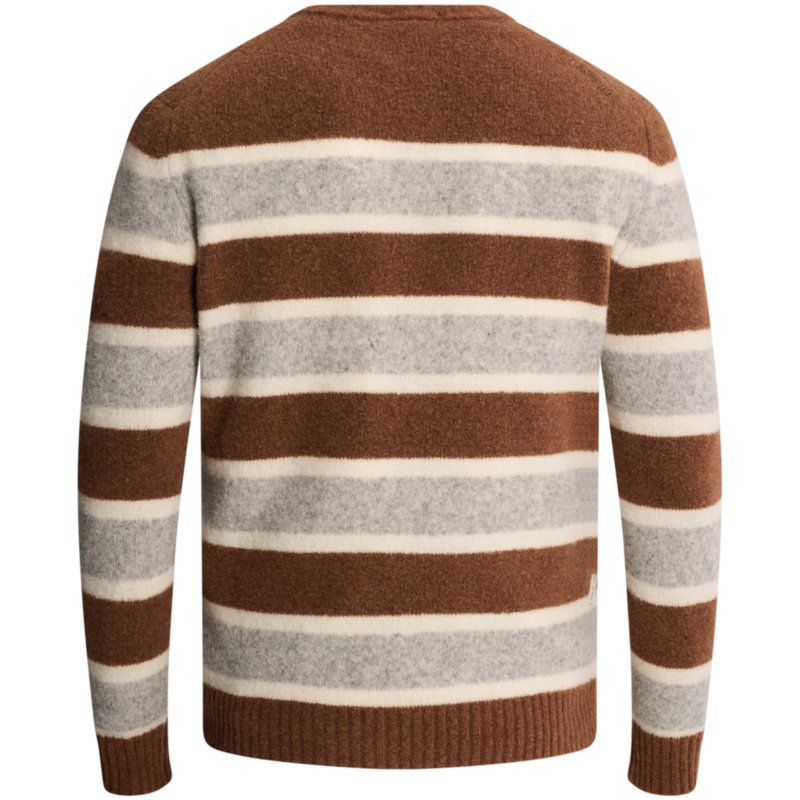Crewneck Wool Stripe Mahogany