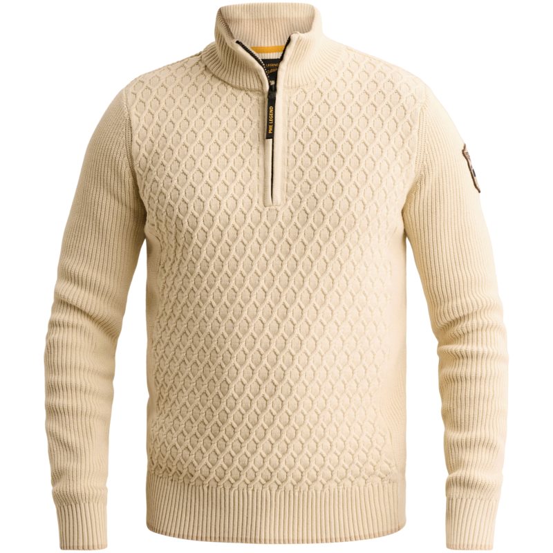 Half Zip Mix Yarn Bone White