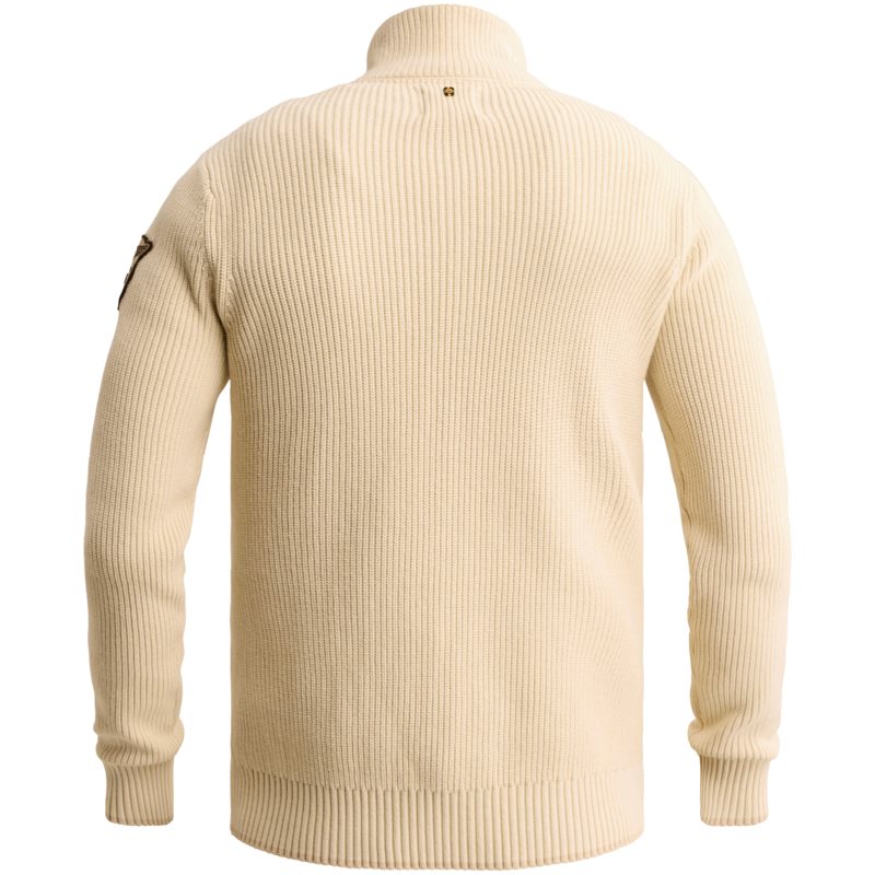 Half Zip Mix Yarn Bone White