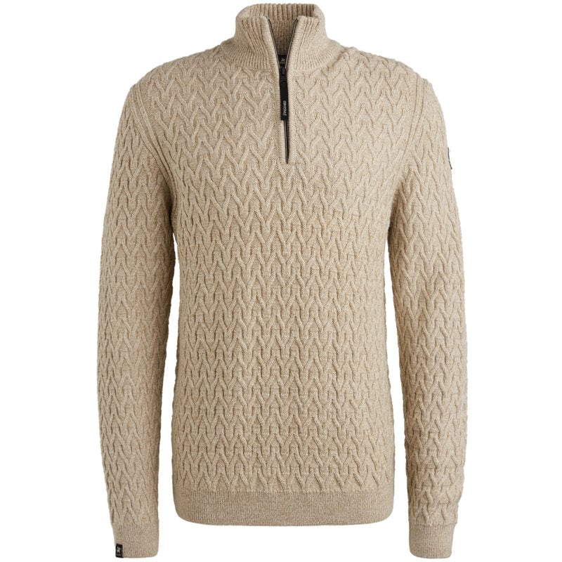 Half Zip Wool White Pepper