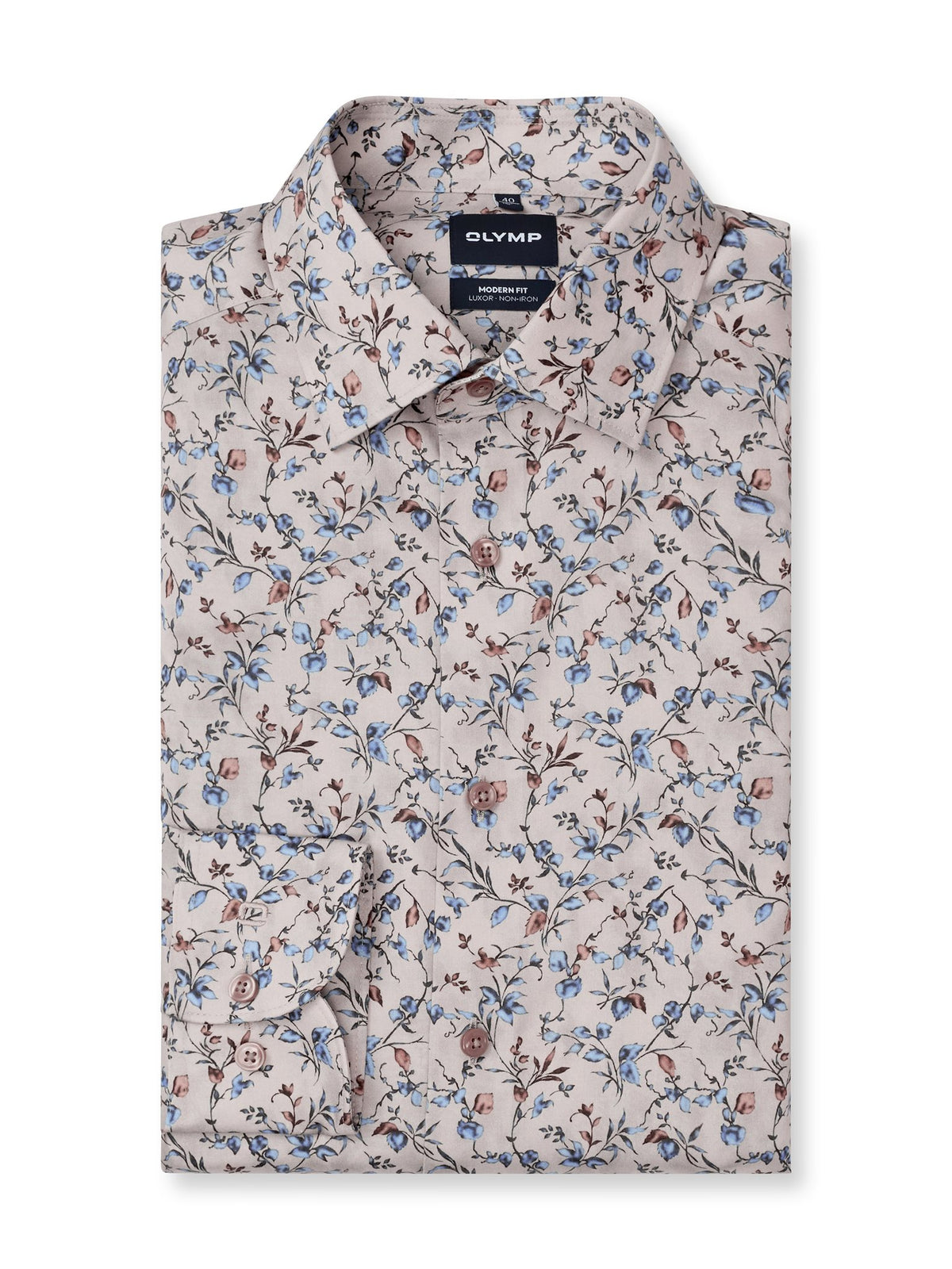 Luxor Modern Fit Beige Print