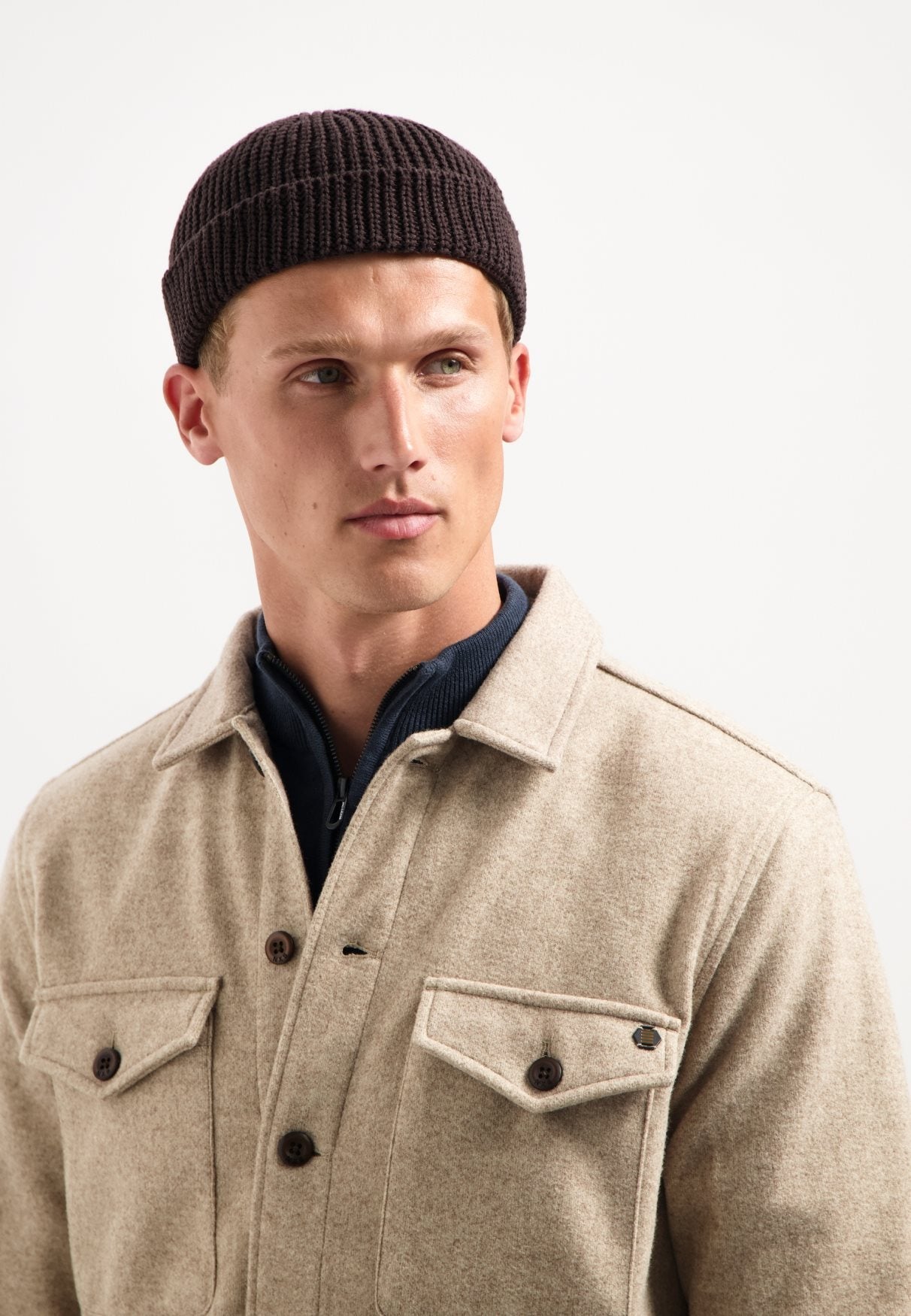 Overshirt Button Melange Khaki