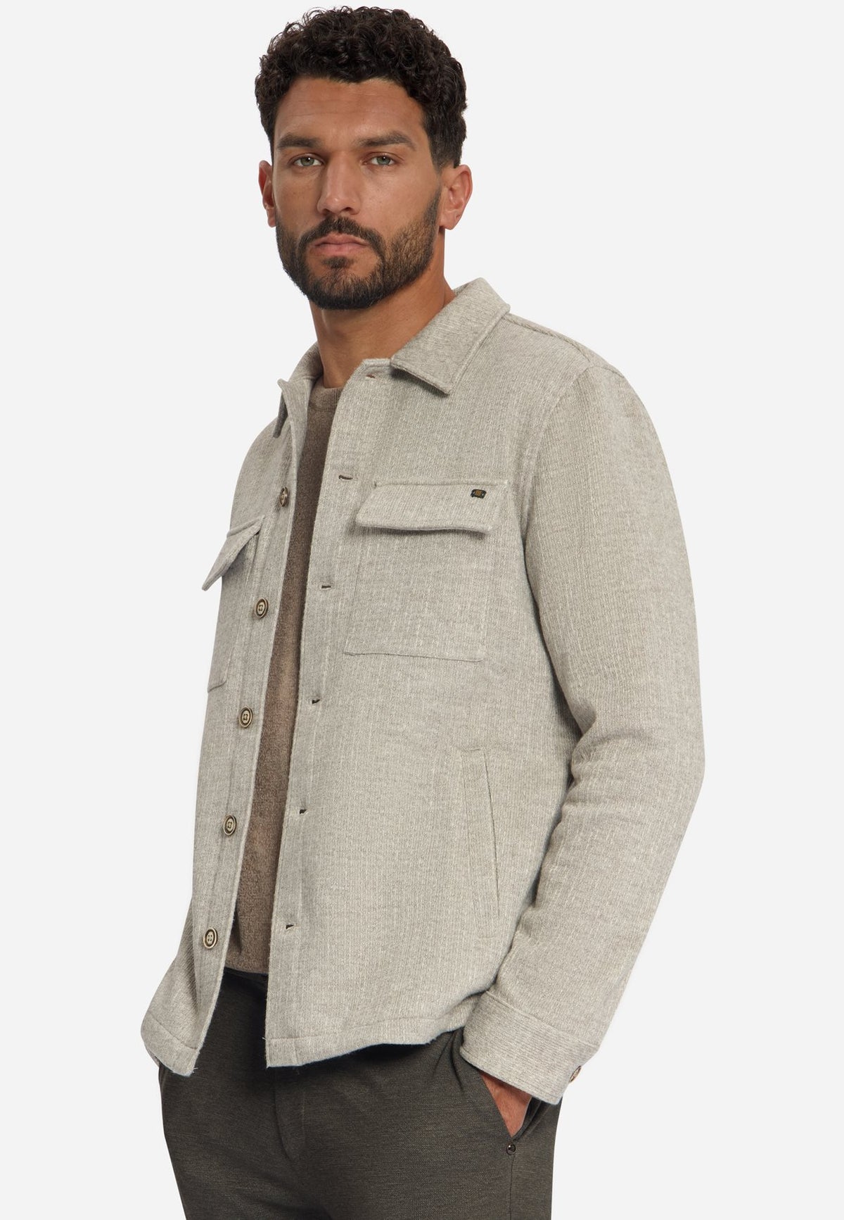 Overshirt Solid Jacquard Cemen