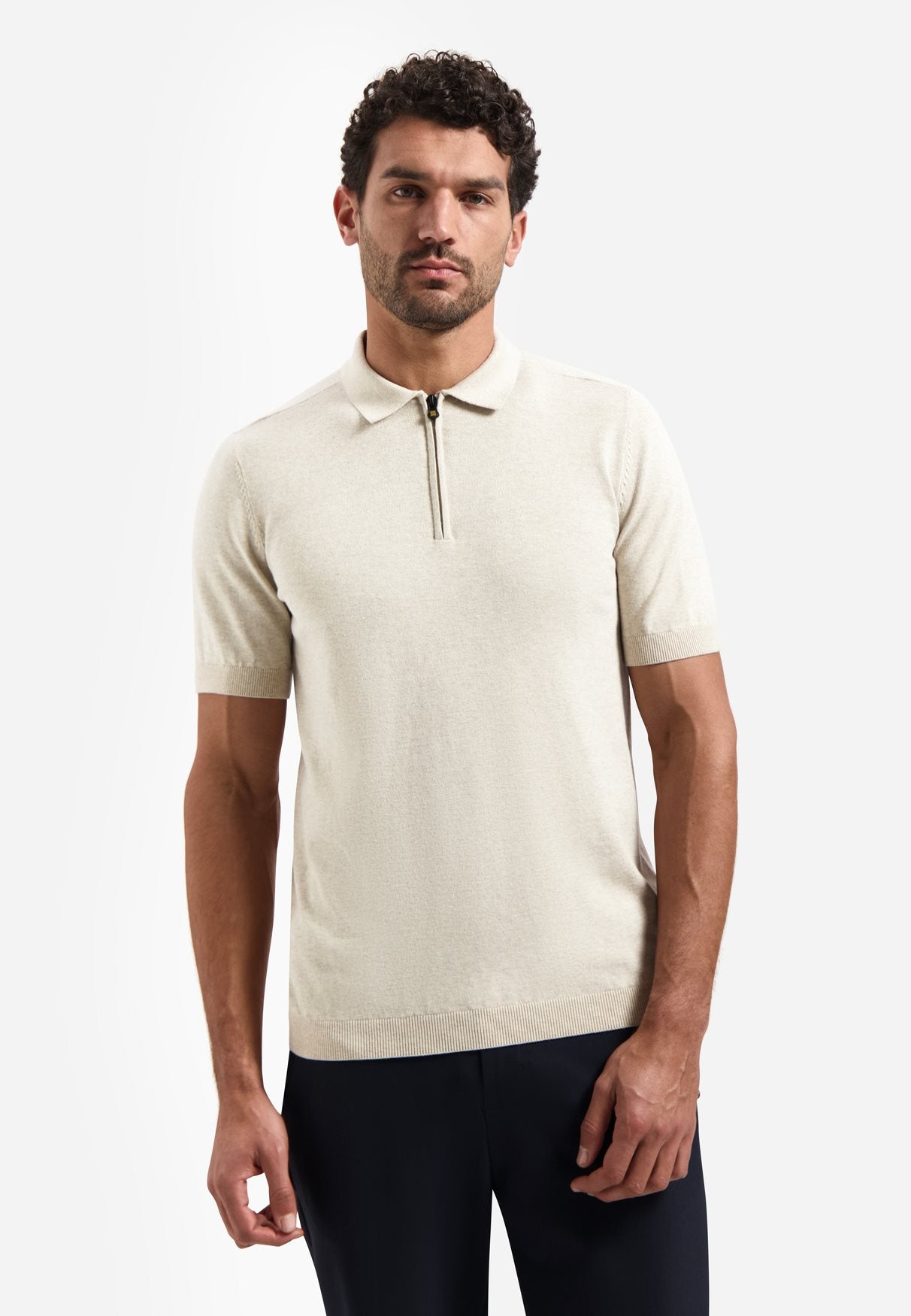 Polo Zip Melange Desert