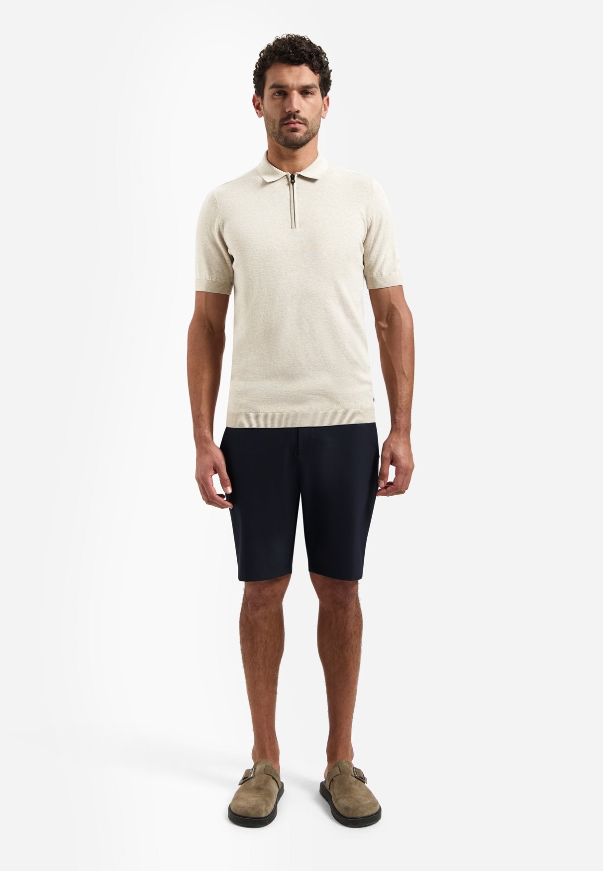Polo Zip Melange Desert