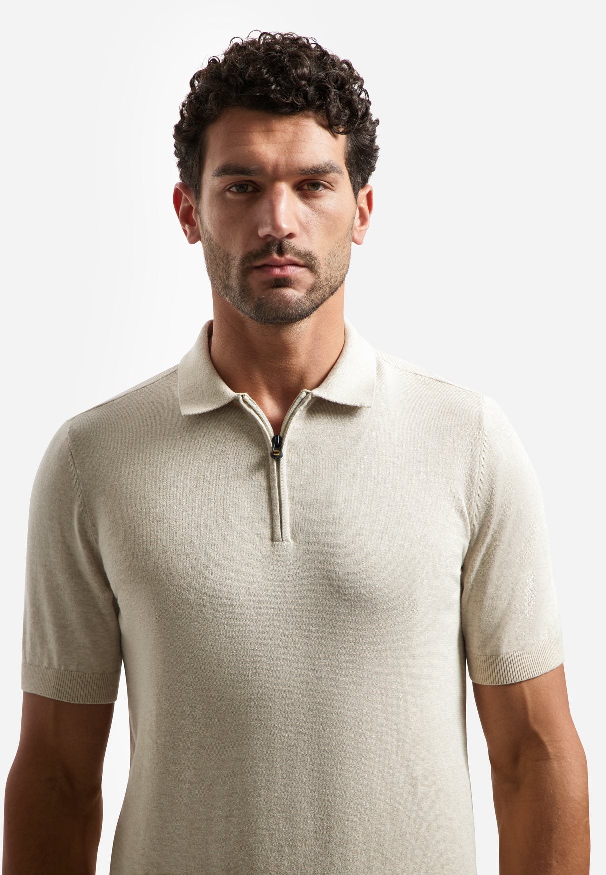 Polo Zip Melange Desert