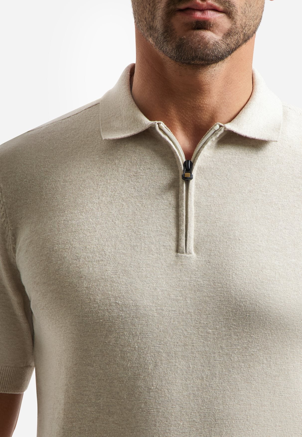 Polo Zip Melange Desert