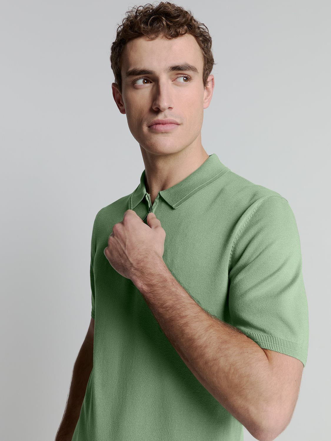 Polo Zip Solid Green