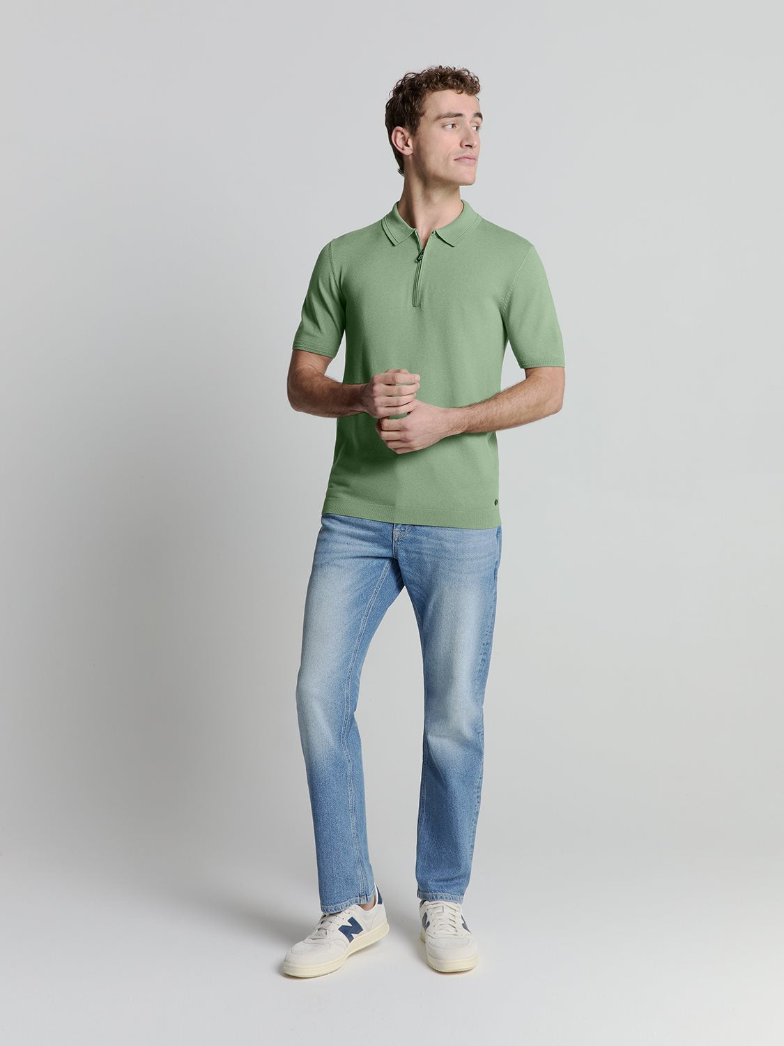 Polo Zip Solid Green