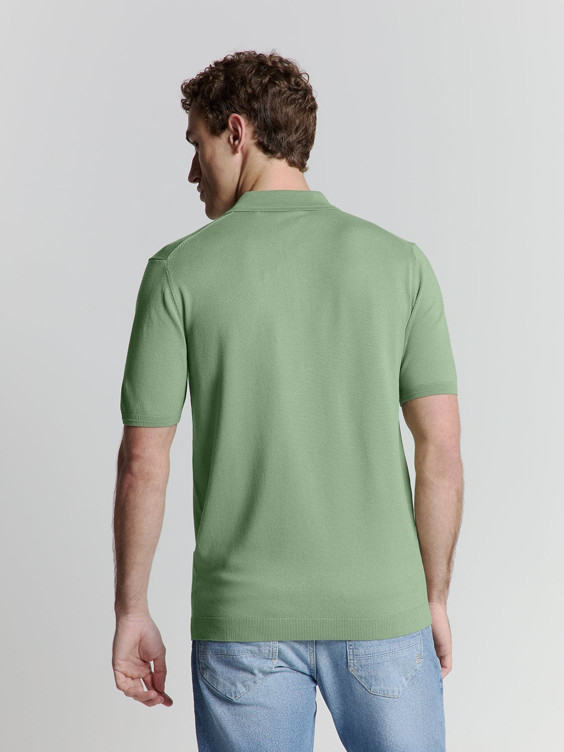 Polo Zip Solid Green