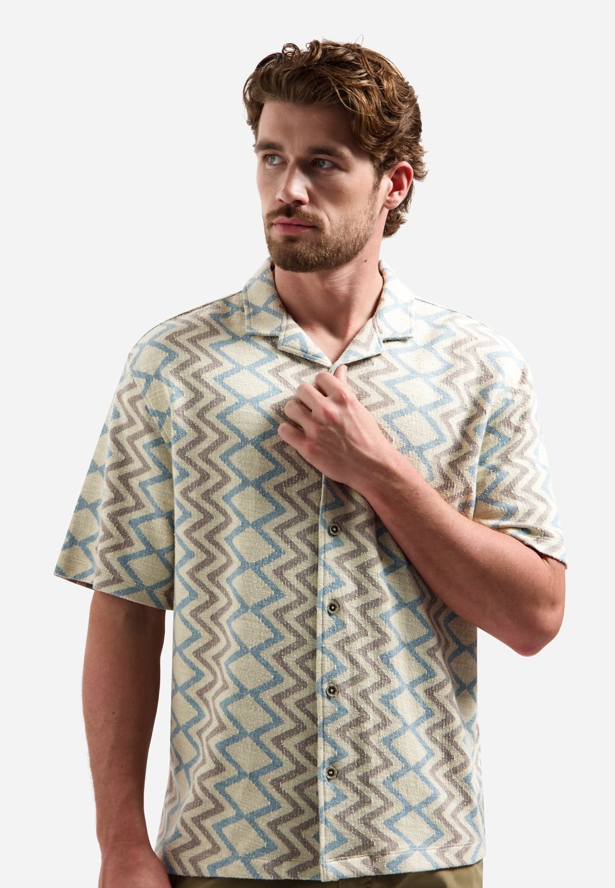 Shirt Jacquard Zigzag Coral