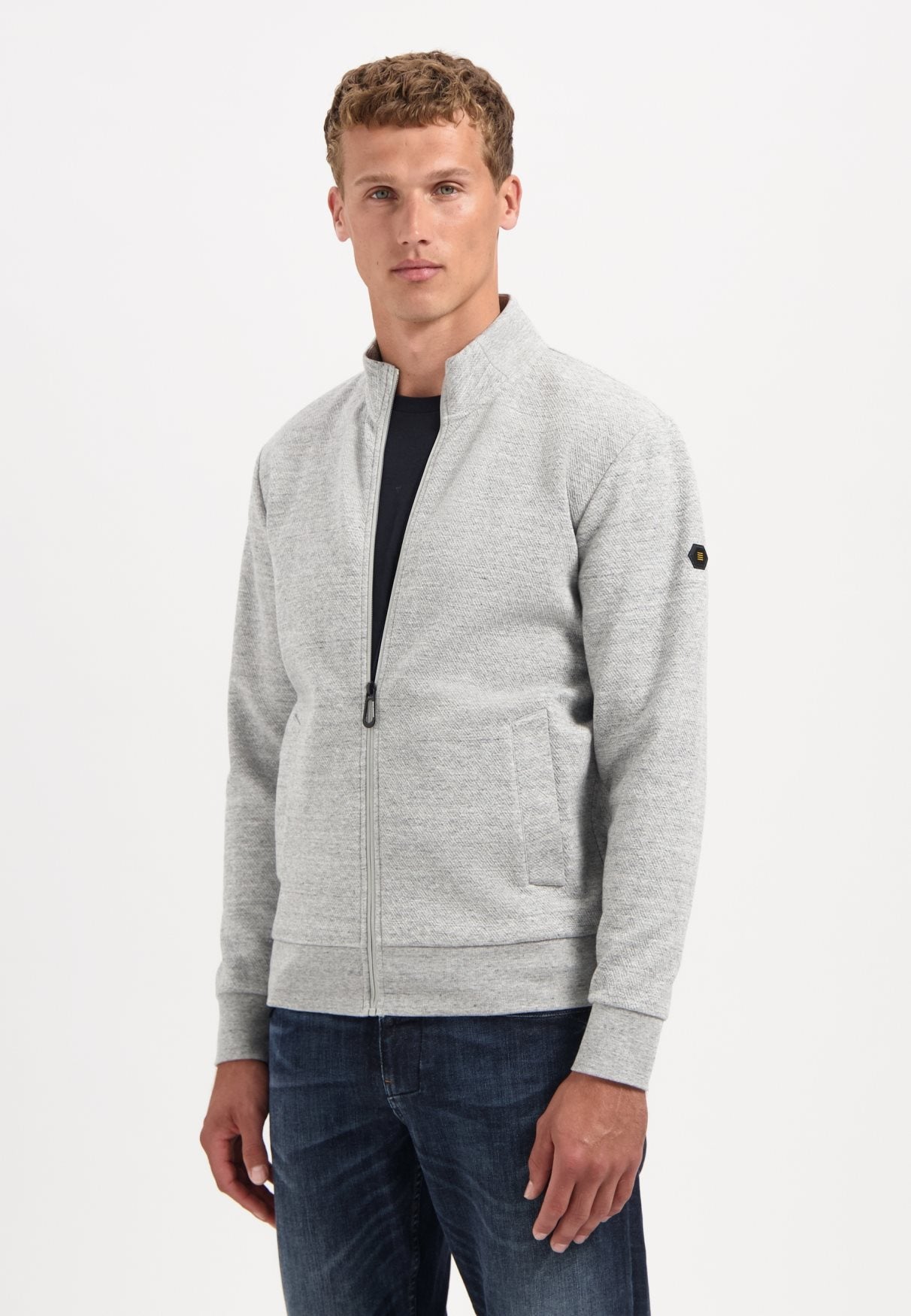 Sweater Zip Grey Melange